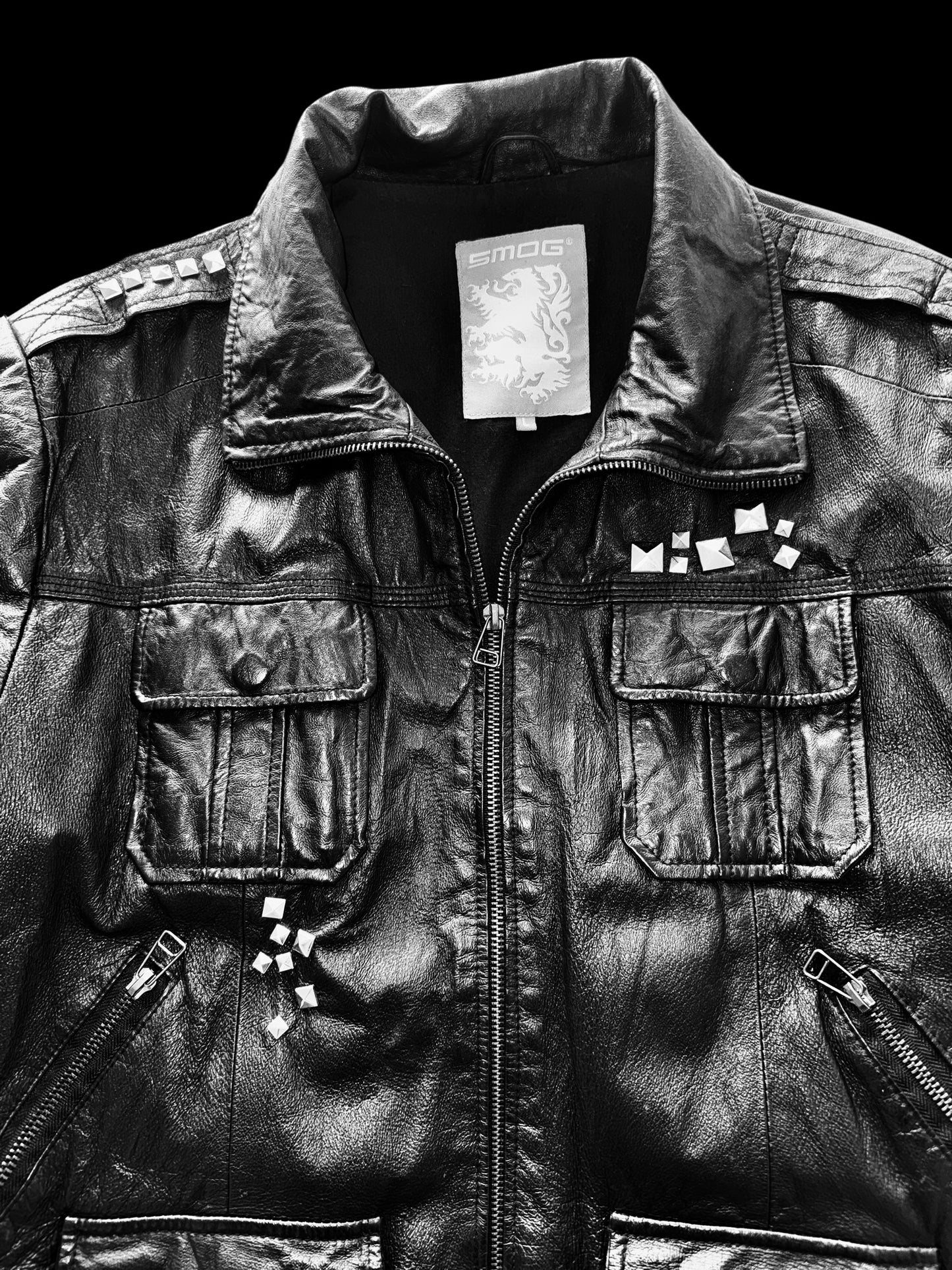 “Smog” Studded Vintage Leather Jacket