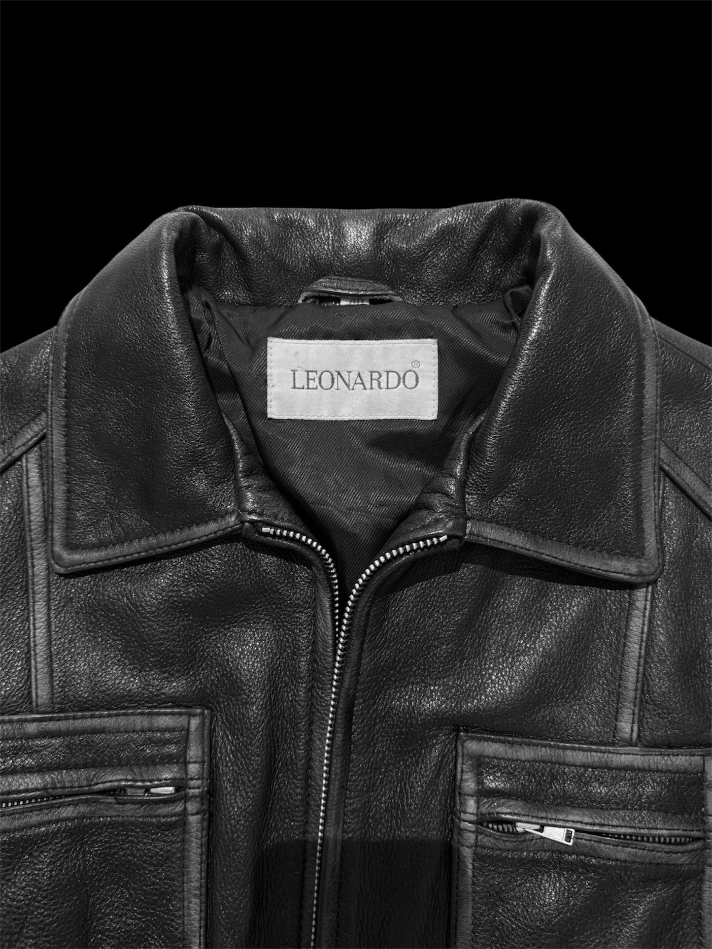 Vintage Cargo Leather Jacket