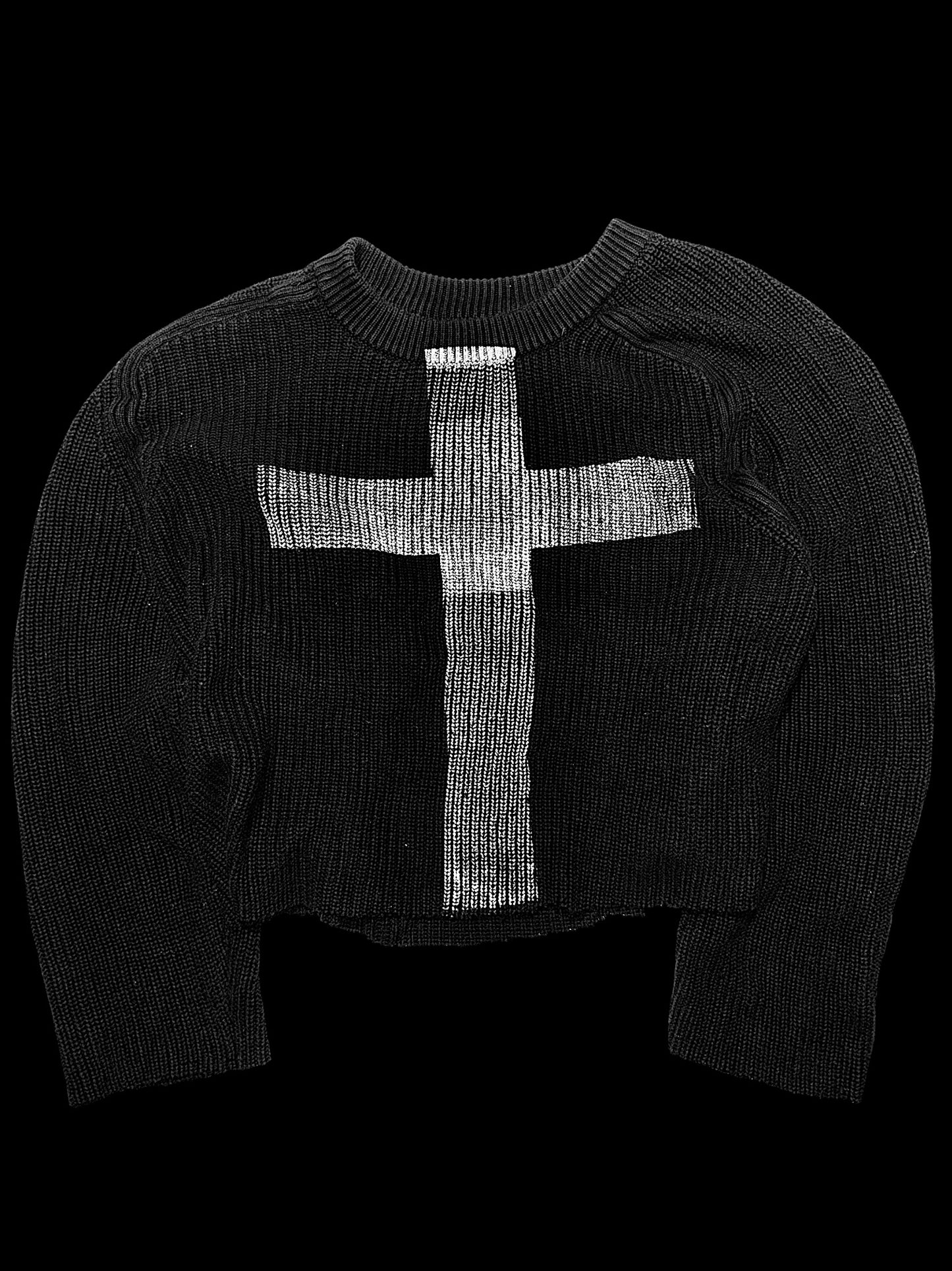 AvantGarde Knit Cropped “Cross” Sweater