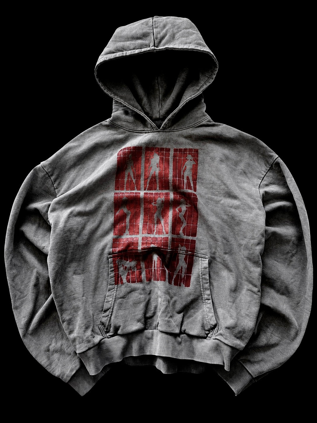 “RedRoom” Heavy Cotton Gray Hoodie