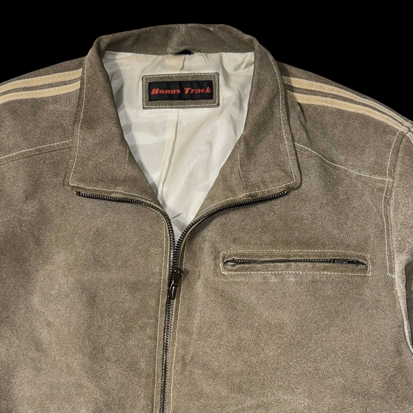 Шкіряний бомбер оверсайз у смужку, розмір S