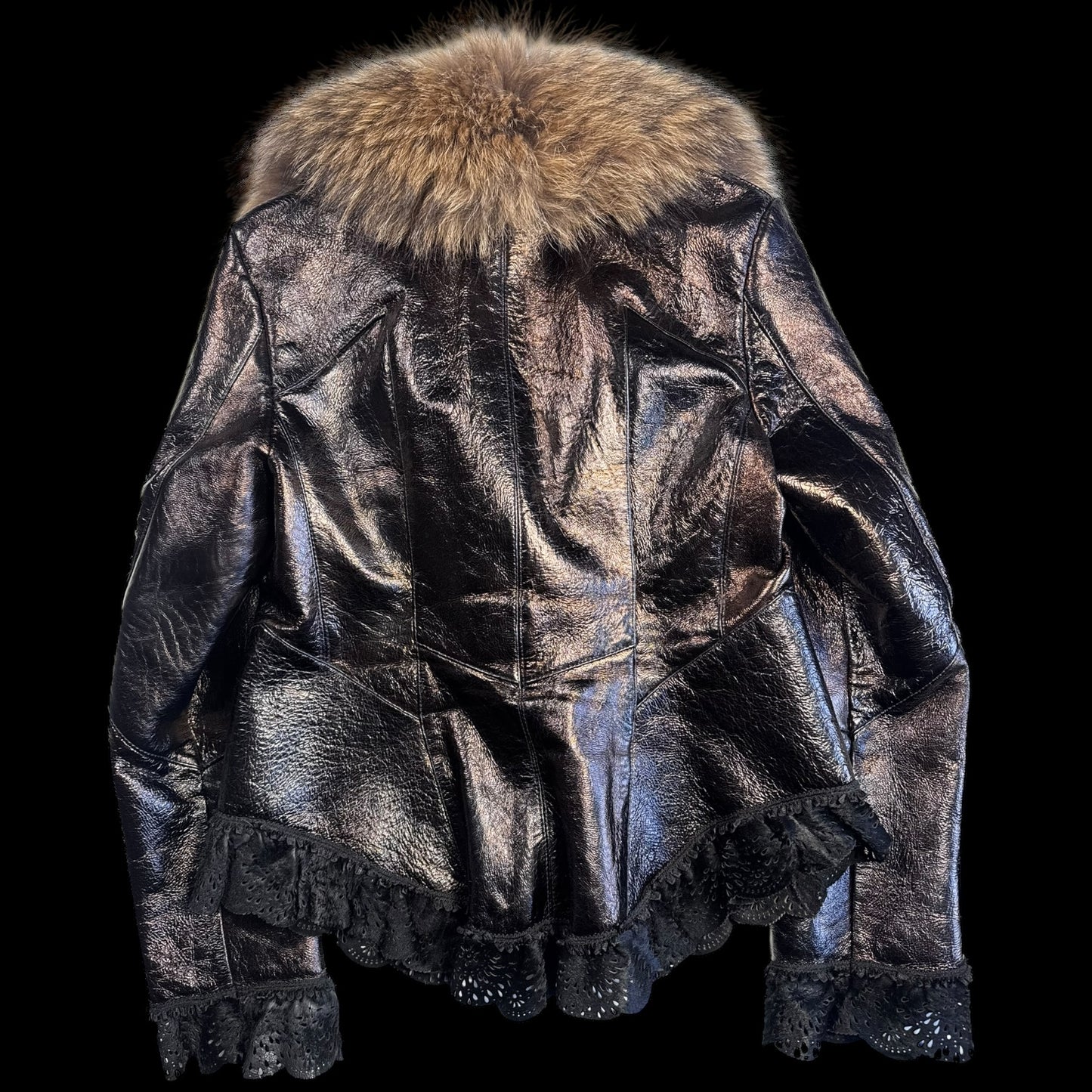 Гламурна куртка зі шкіри та хутра M