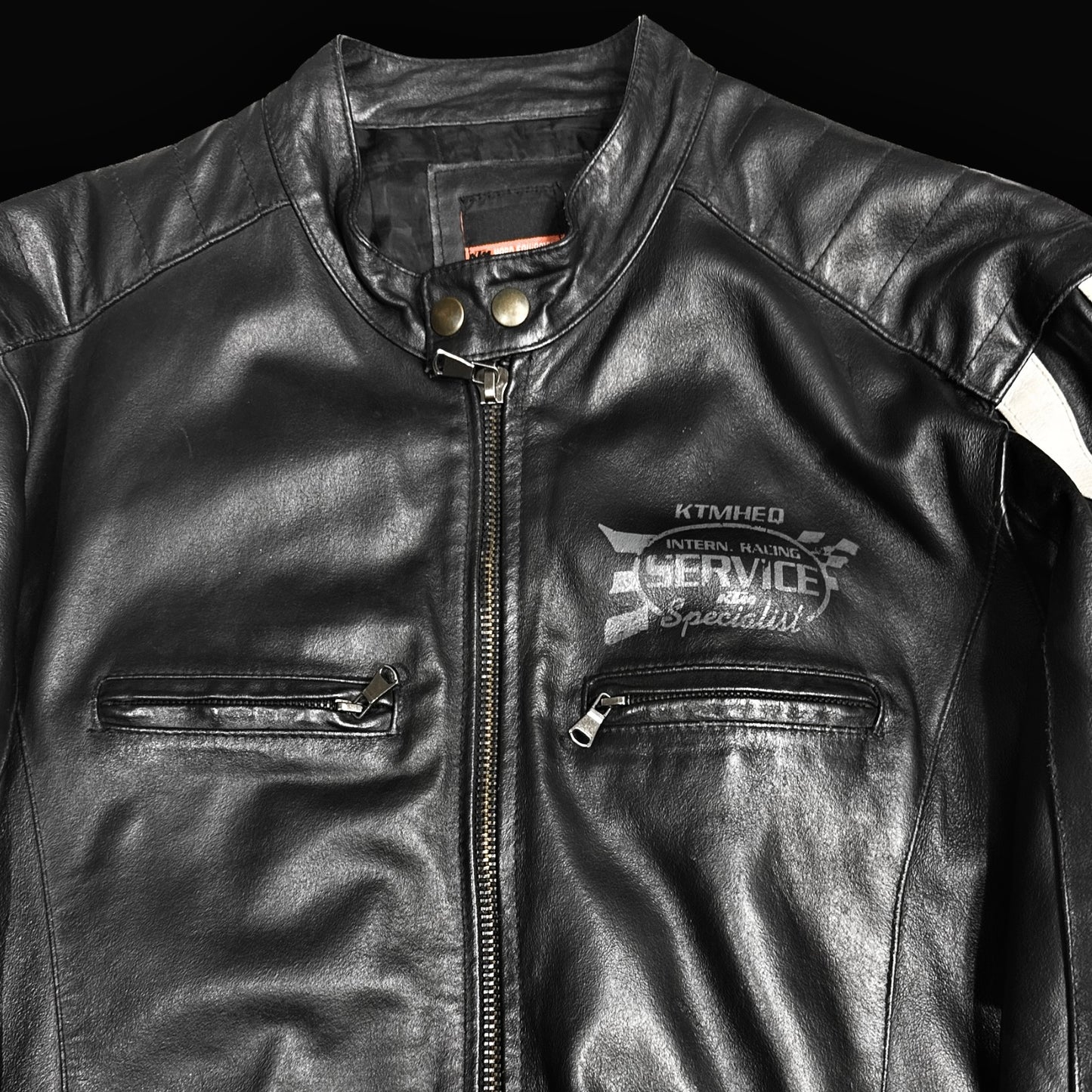 Вінтажна байкерська шкіряна куртка розміру XL