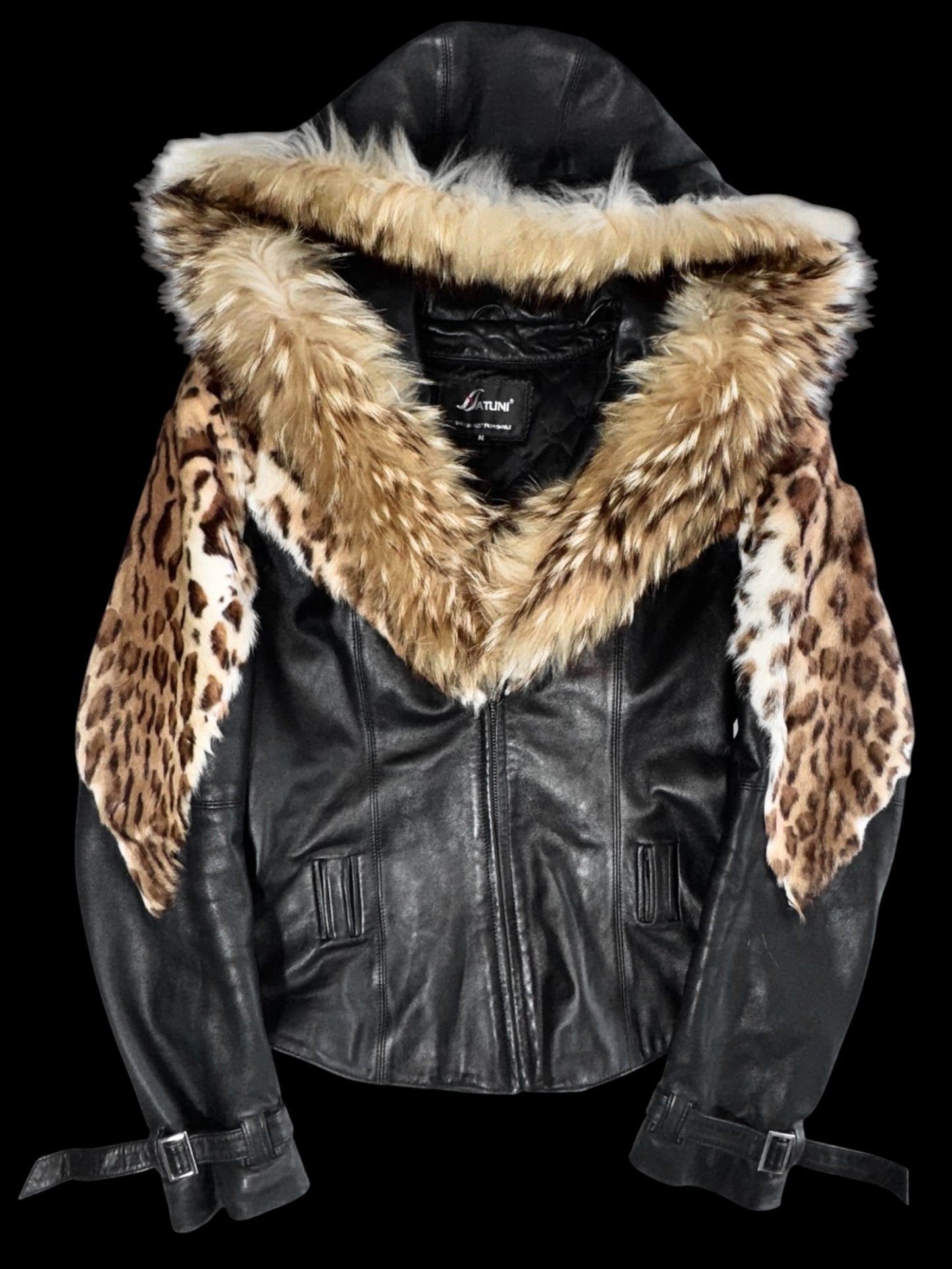 GlamourAmour Fur + Leather Hooded Jacket
