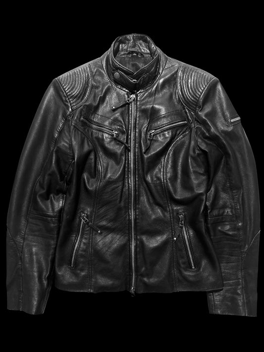 Cabrini Vintage Fitted Black Leather Jacket