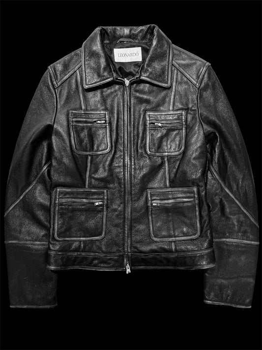 Vintage Cargo Leather Jacket