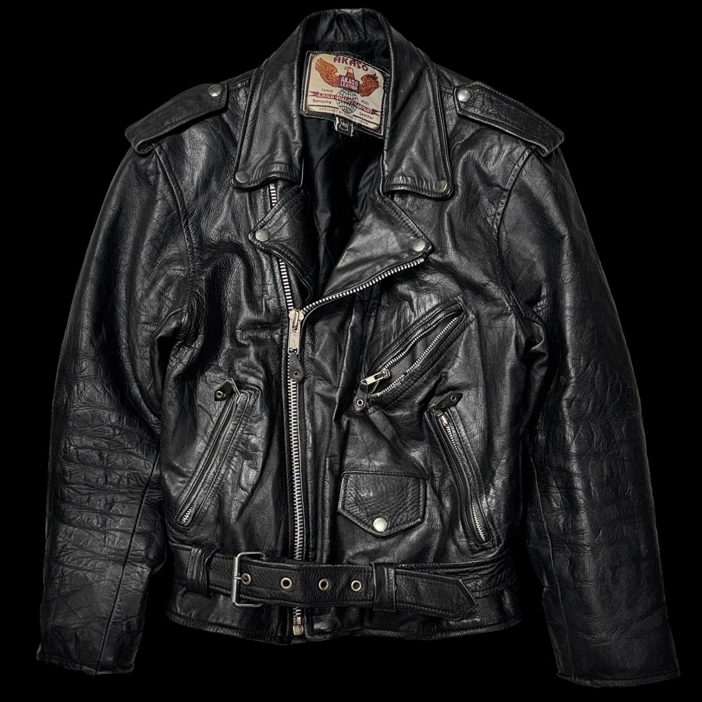 Шкіряна байкерська куртка розміру S