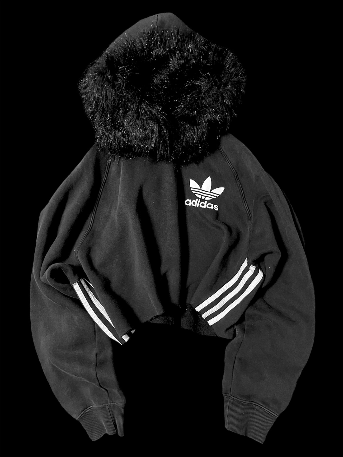 Adidas cropped x fur hood hoodie