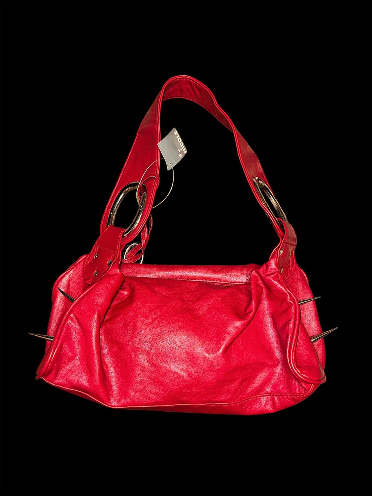 Red Leather Spiked Mini-Bag
