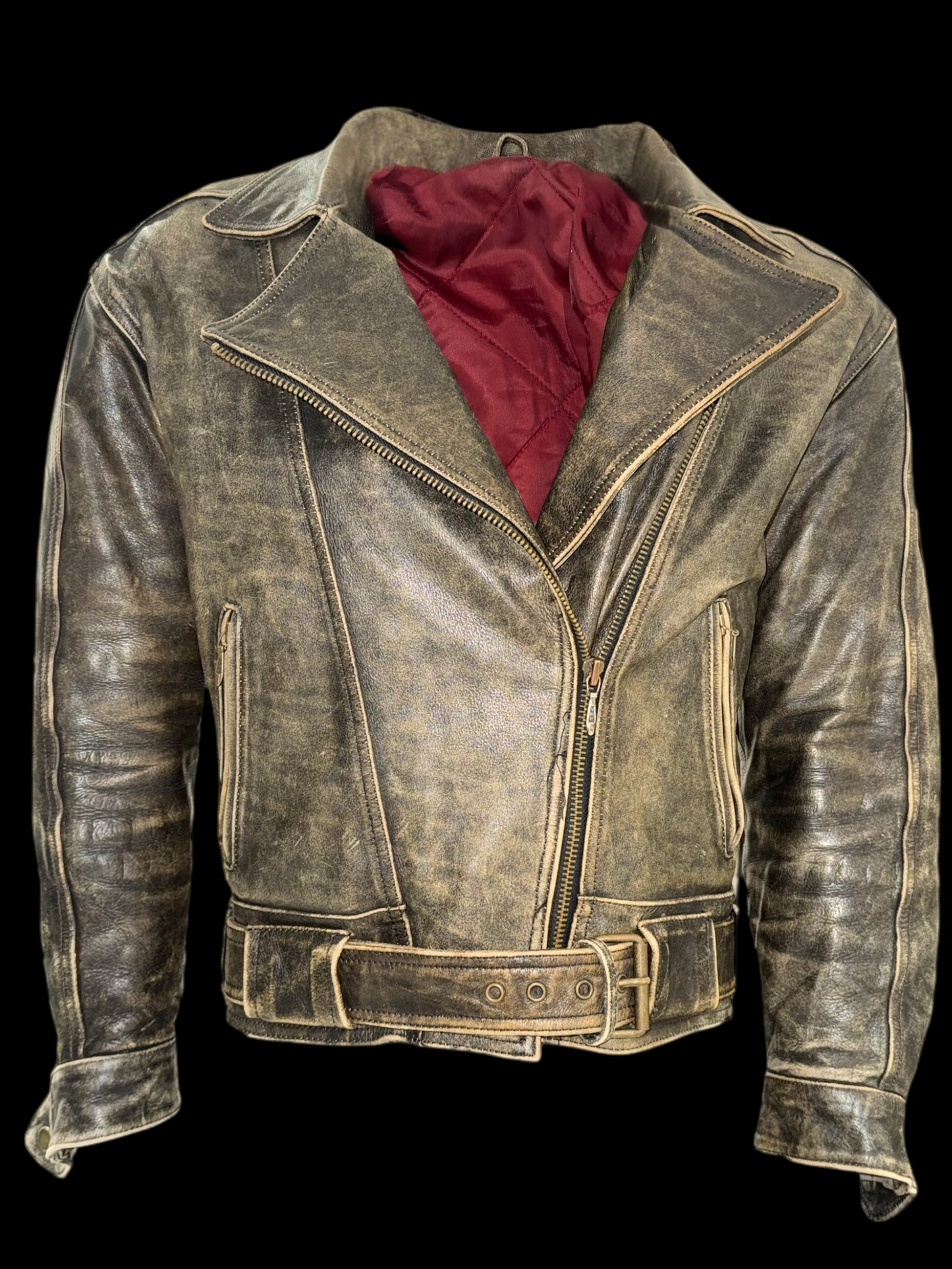 Вінтажна байкерська шкаряна куртка М