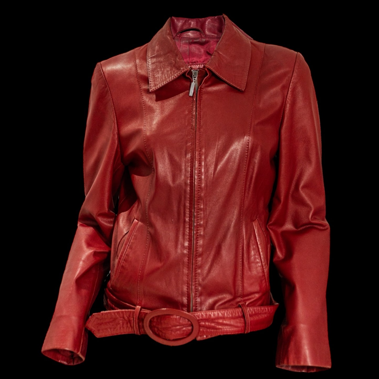 Вінтажна червона шкіряна куртка Л