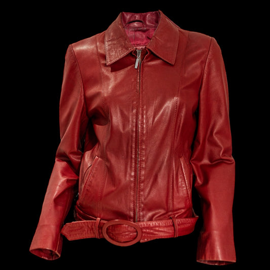 Вінтажна червона шкіряна куртка Л