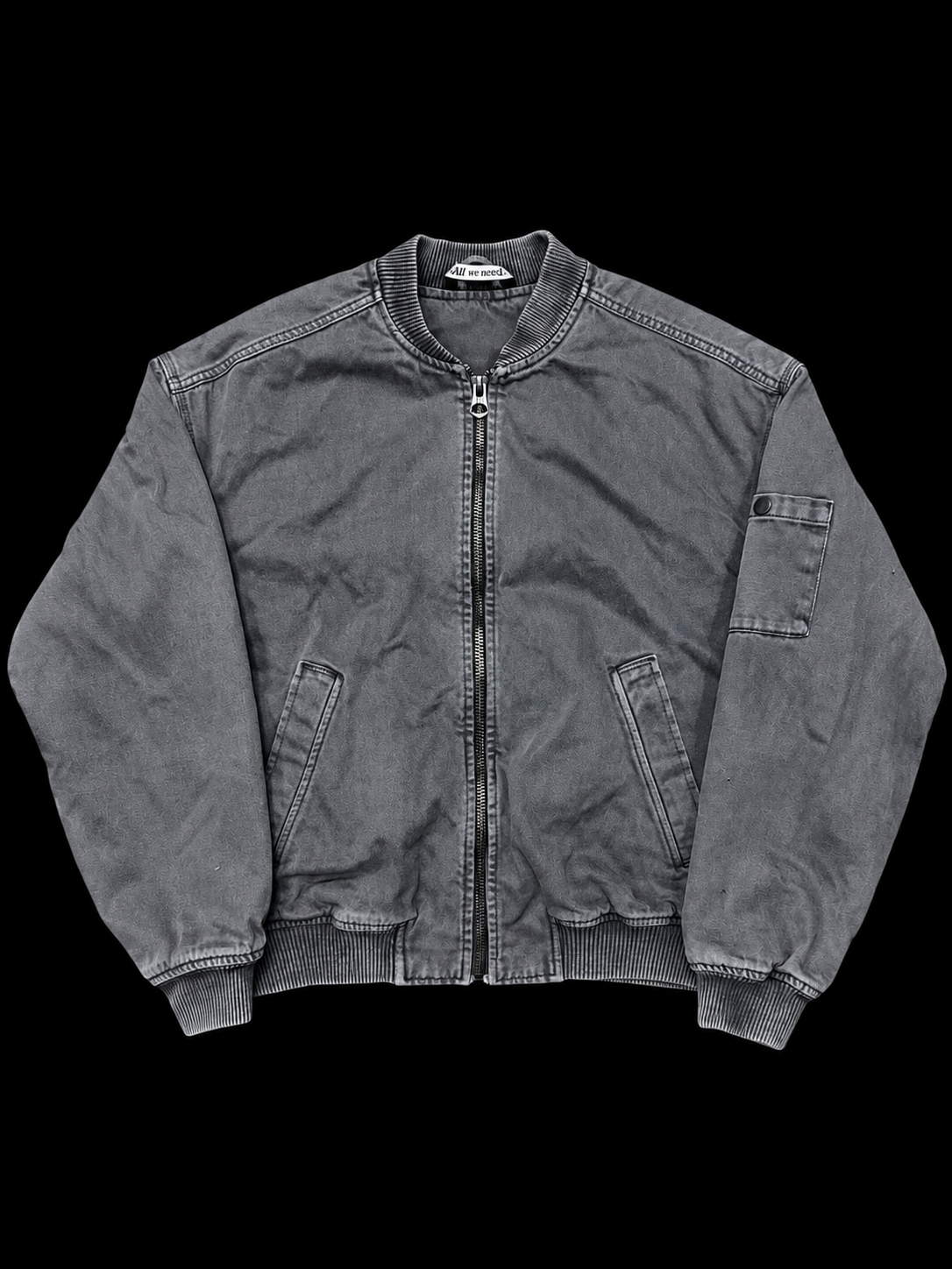 Grey Denim Bomber Jacket