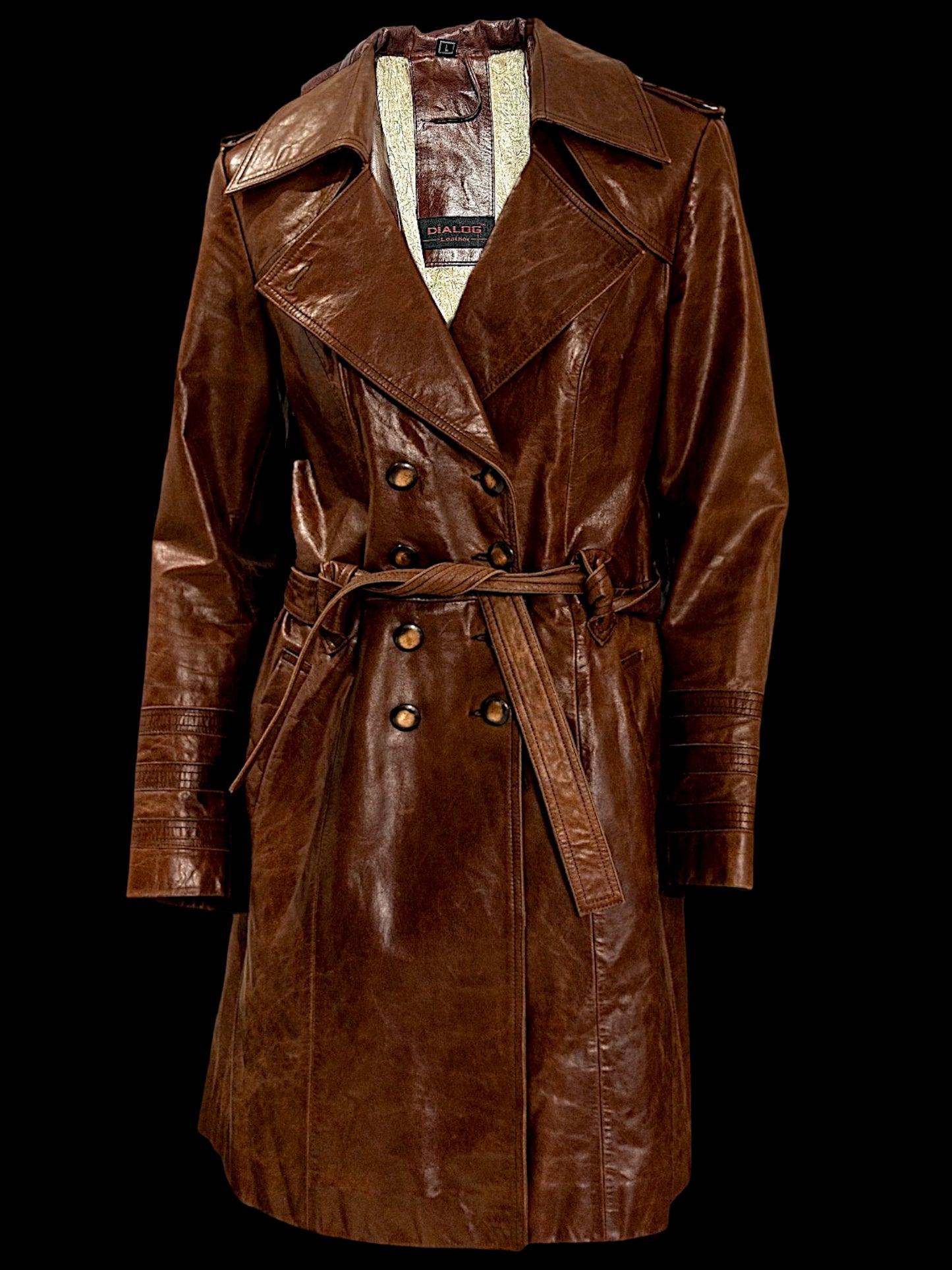 Вінтажне шкіряне пальто Л