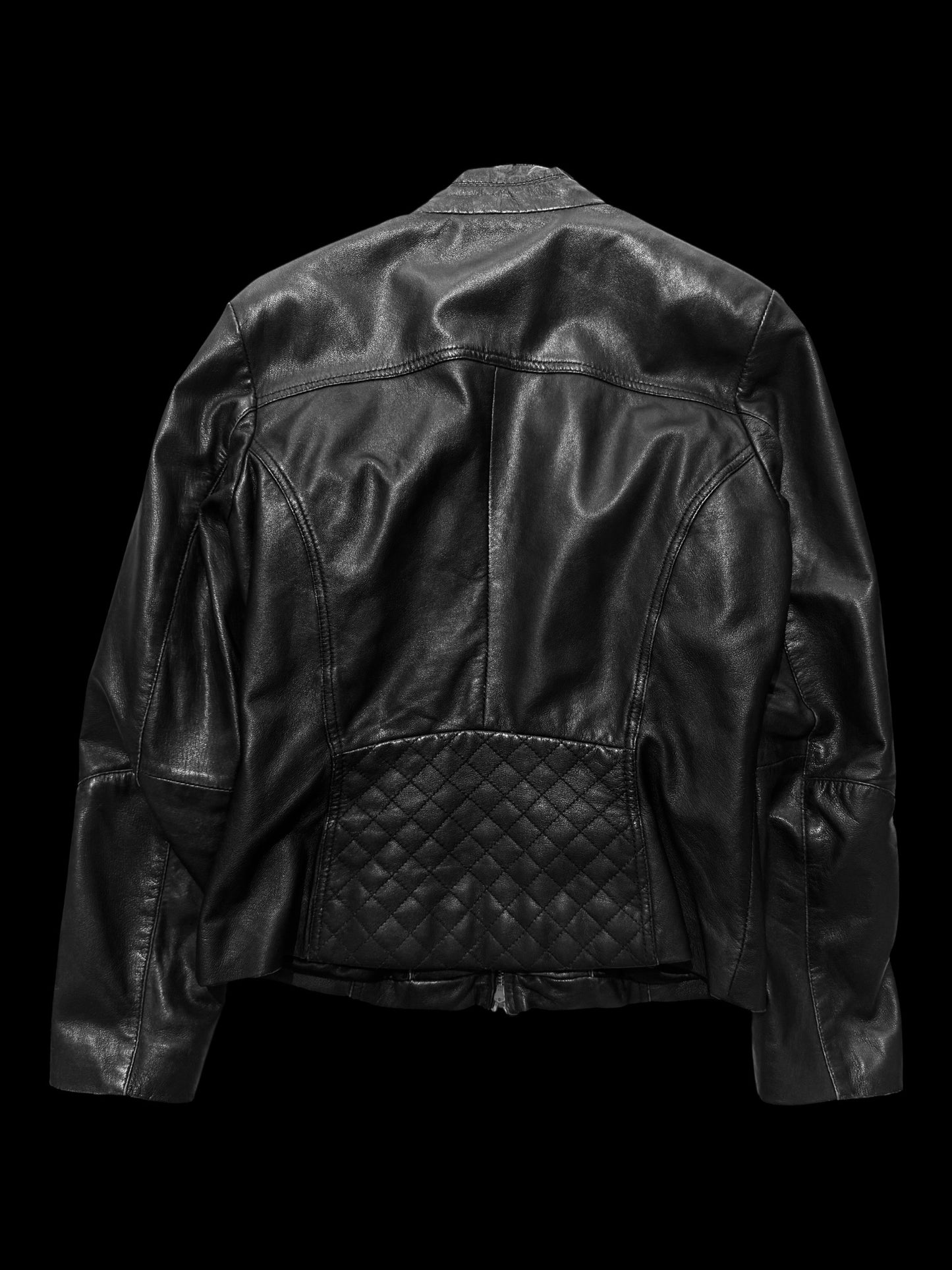 Cabrini Vintage Fitted Black Leather Jacket