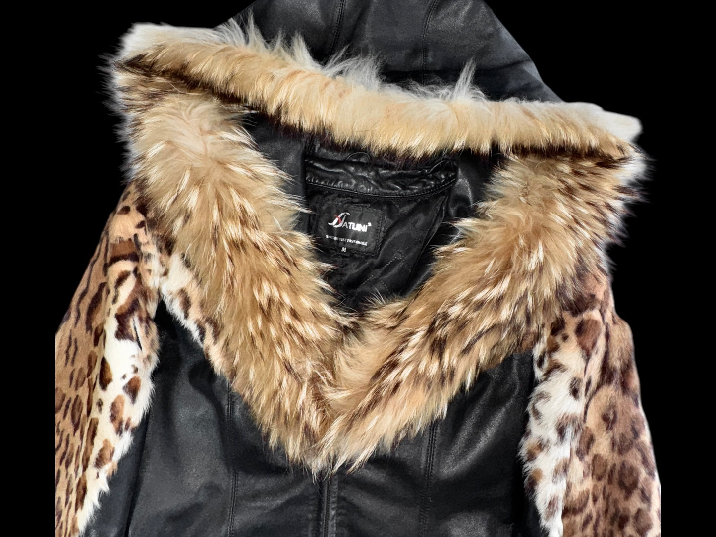 GlamourAmour Fur + Leather Hooded Jacket