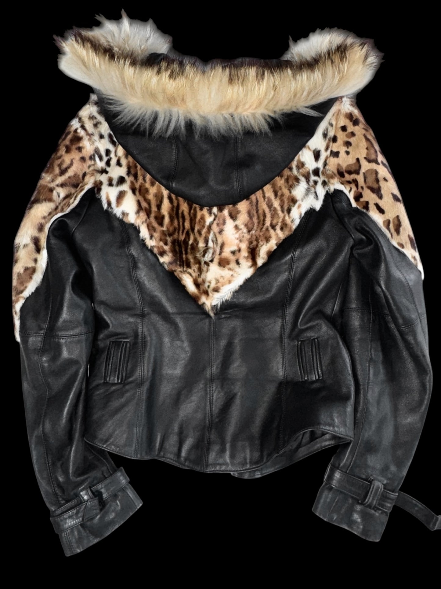 GlamourAmour Fur + Leather Hooded Jacket