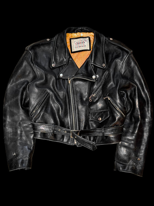 Vintage Cropped Biker Leather Jacket