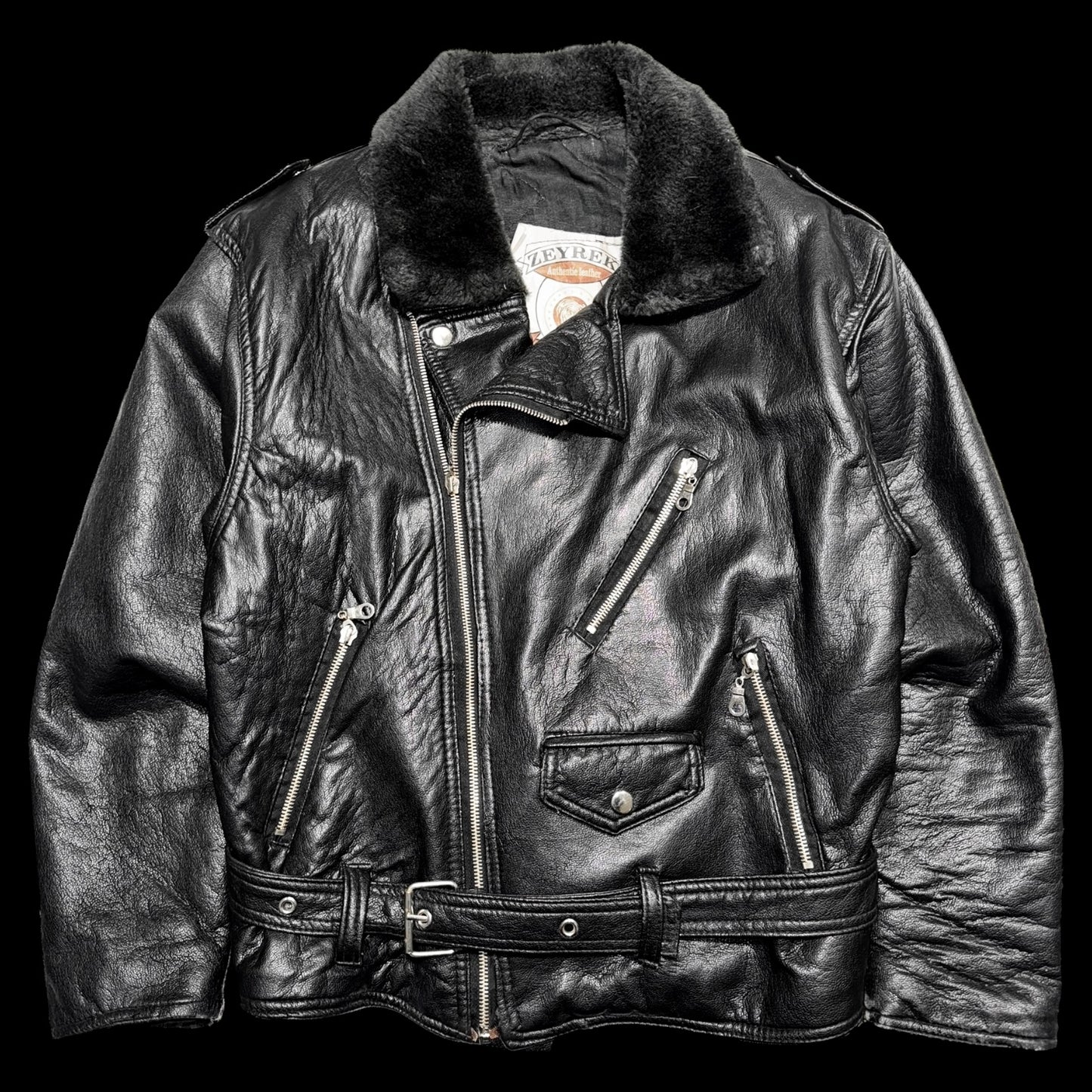 Вінтажна байкерська куртка-косуха С