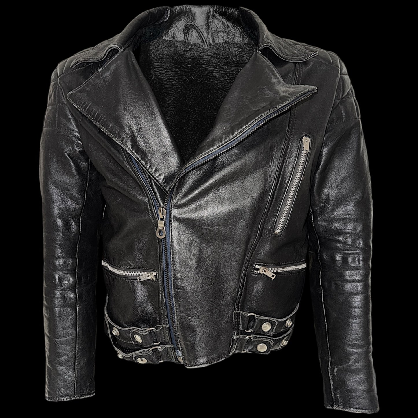 Вінтажна байкерська шкіряна куртка С-М