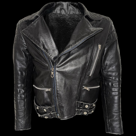 Вінтажна байкерська шкіряна куртка С-М