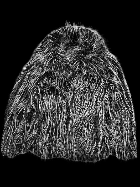 Black&White faux fur coat M