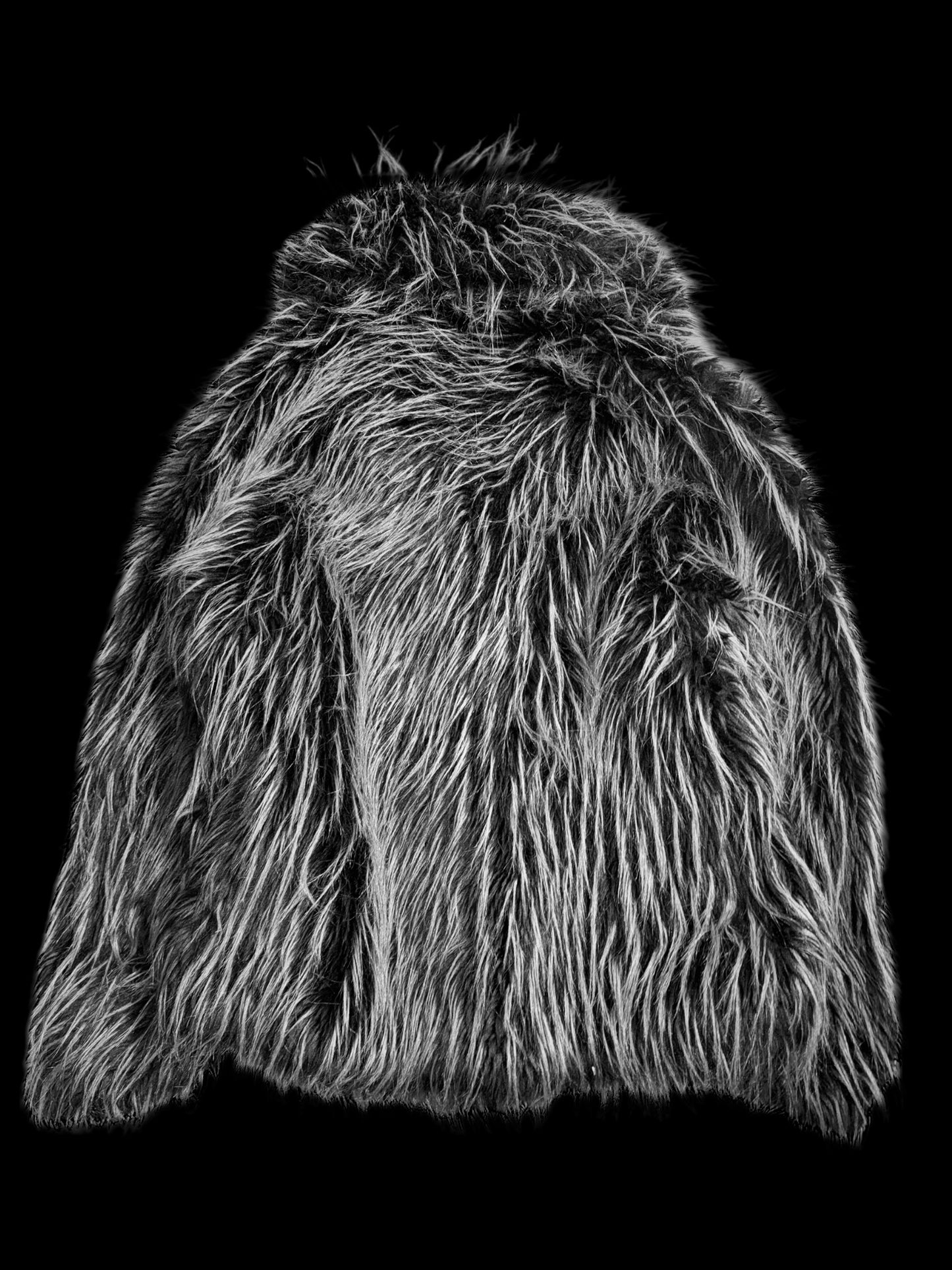 Black&White faux fur coat M