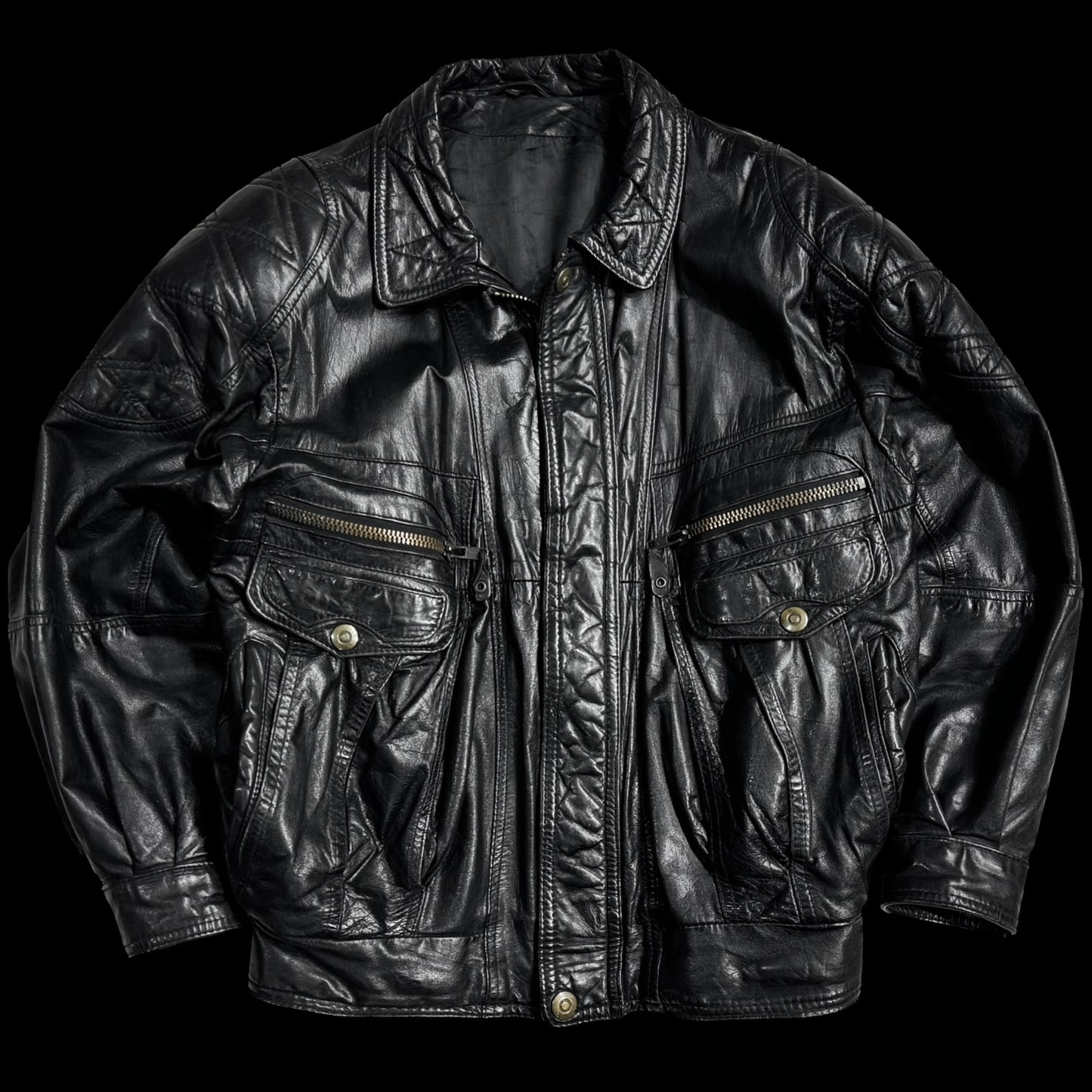 Вінтажний шкіряний бомбер XL
