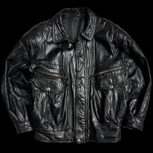 Вінтажний шкіряний бомбер XL