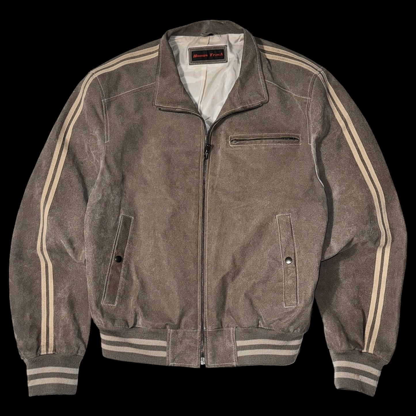 Шкіряний бомбер оверсайз у смужку, розмір S