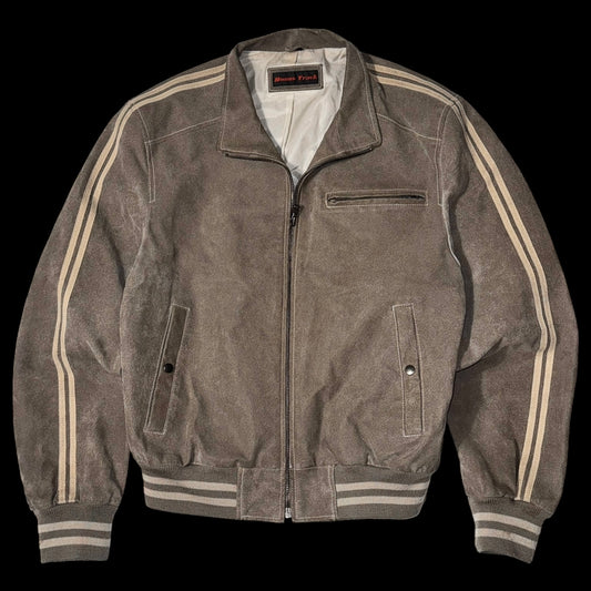 Шкіряний бомбер оверсайз у смужку, розмір S