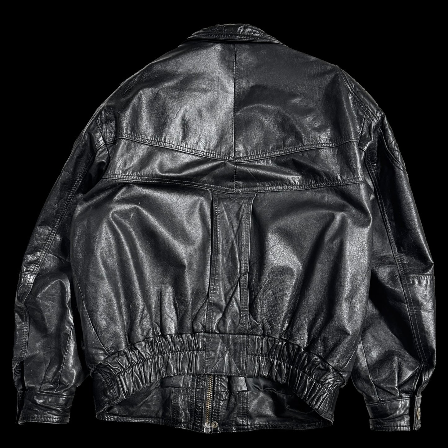 Вінтажний шкіряний бомбер XL