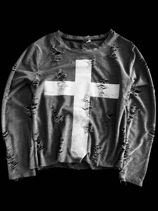 Cross Distressed + Cropped Longsleeve