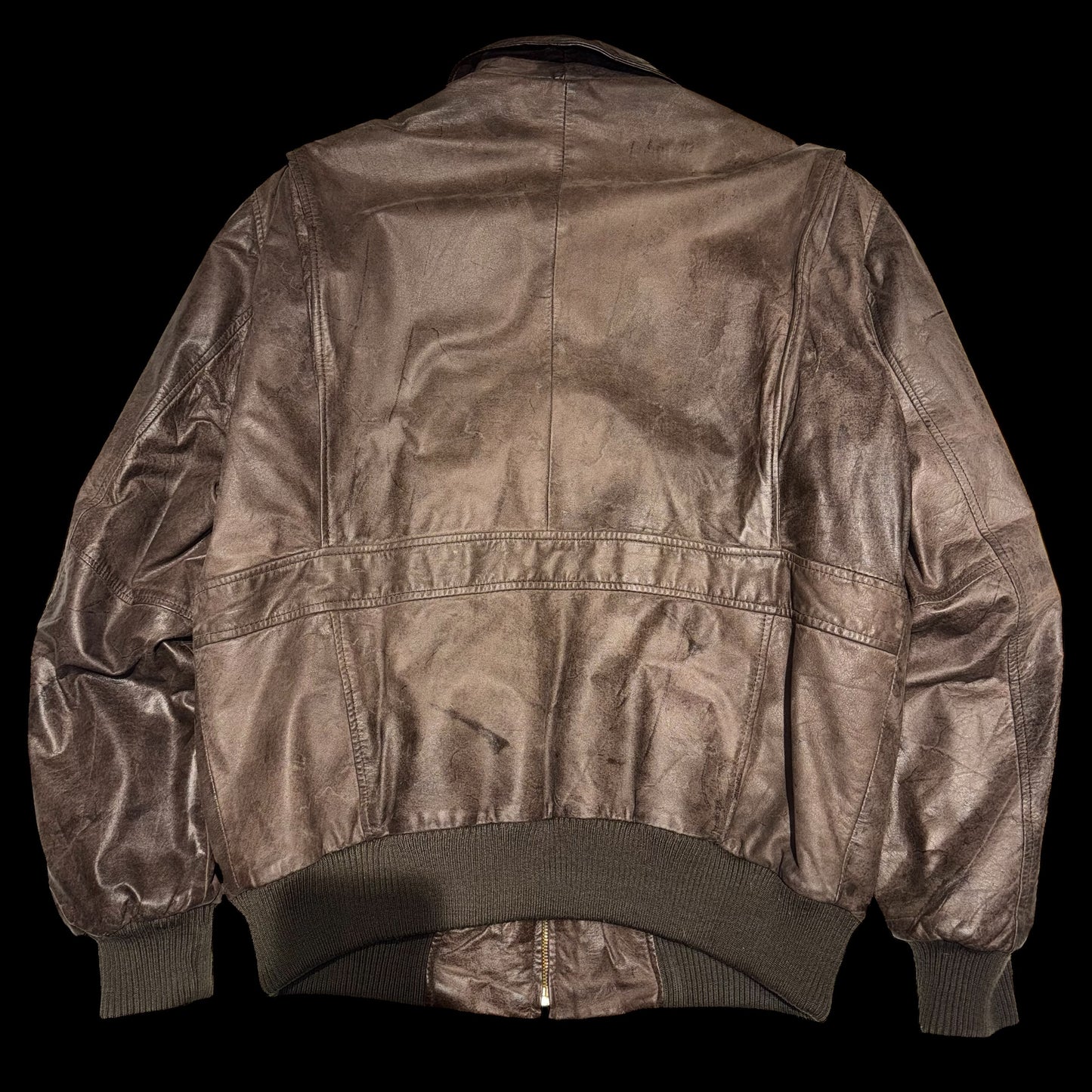 Вінтажний коричневий шкіряний бомбер ХЛ