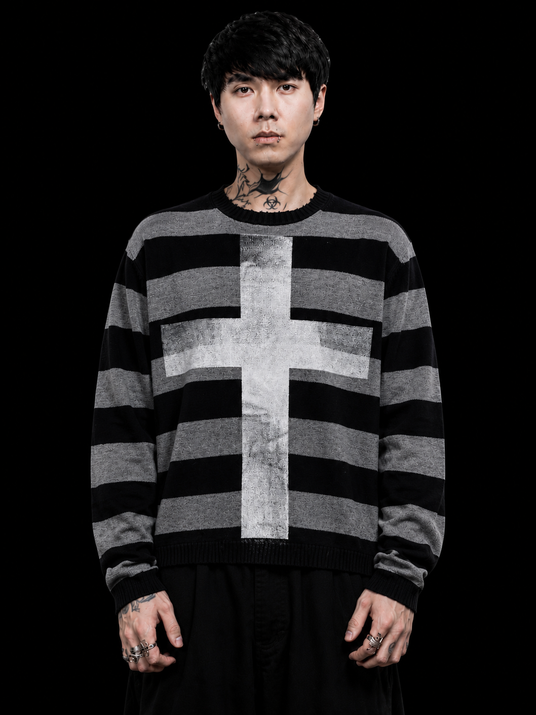 Cropped Stripe Sweater "Сross"