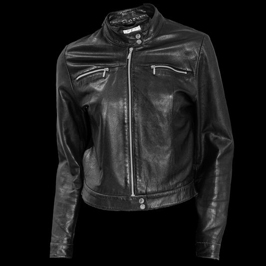 Вінтажна слім приталена шкіряна куртка ХС-С