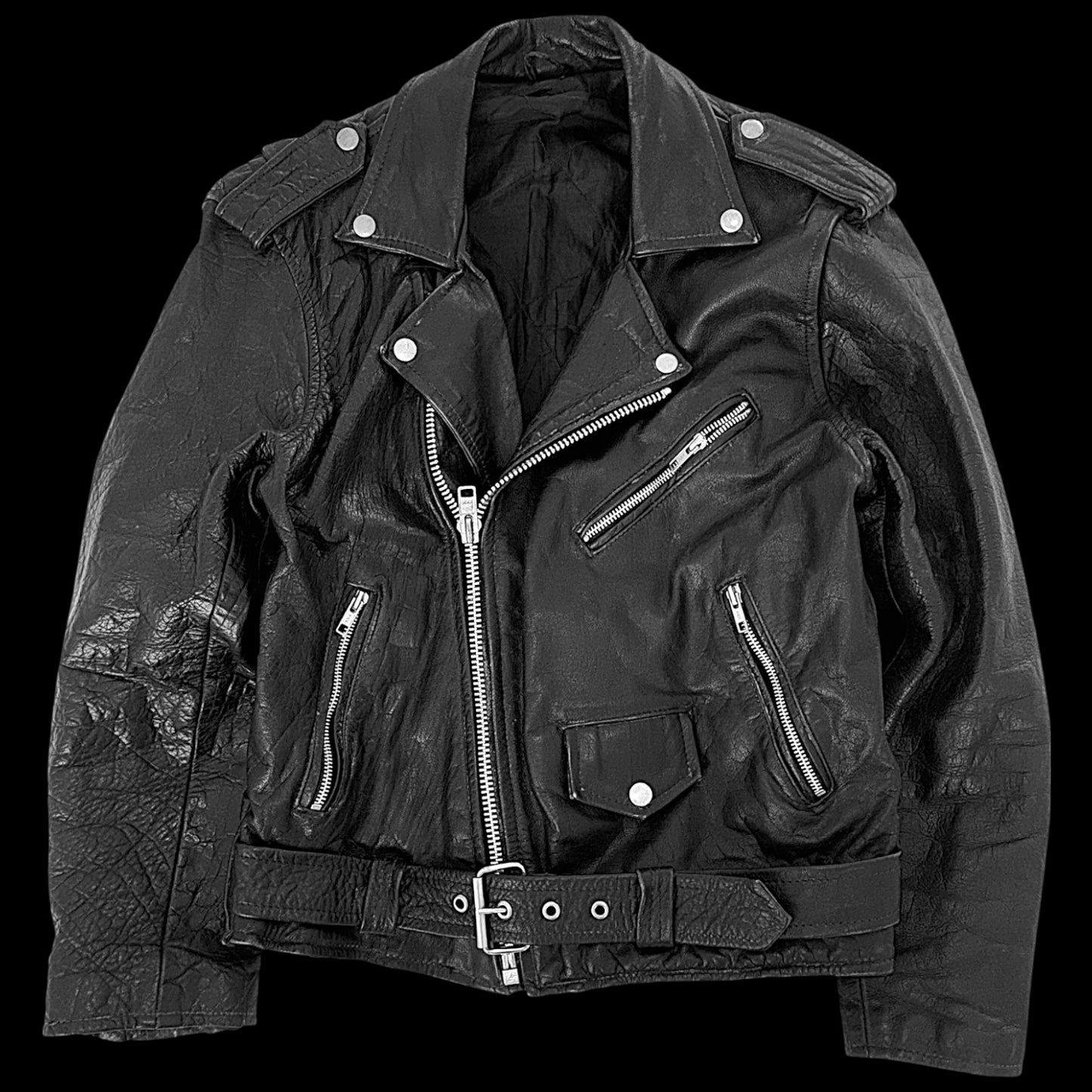 Vintage biker leather jacket L
