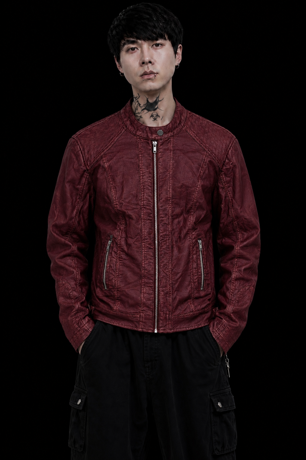 Blood Red Racer Leather Jacket