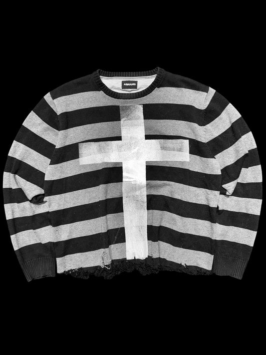 Cropped Stripe Sweater "Сross"