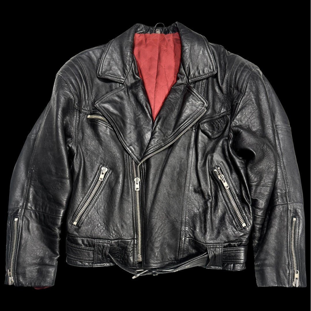 Вінтажна байкерська шкіряна куртка розміру ML