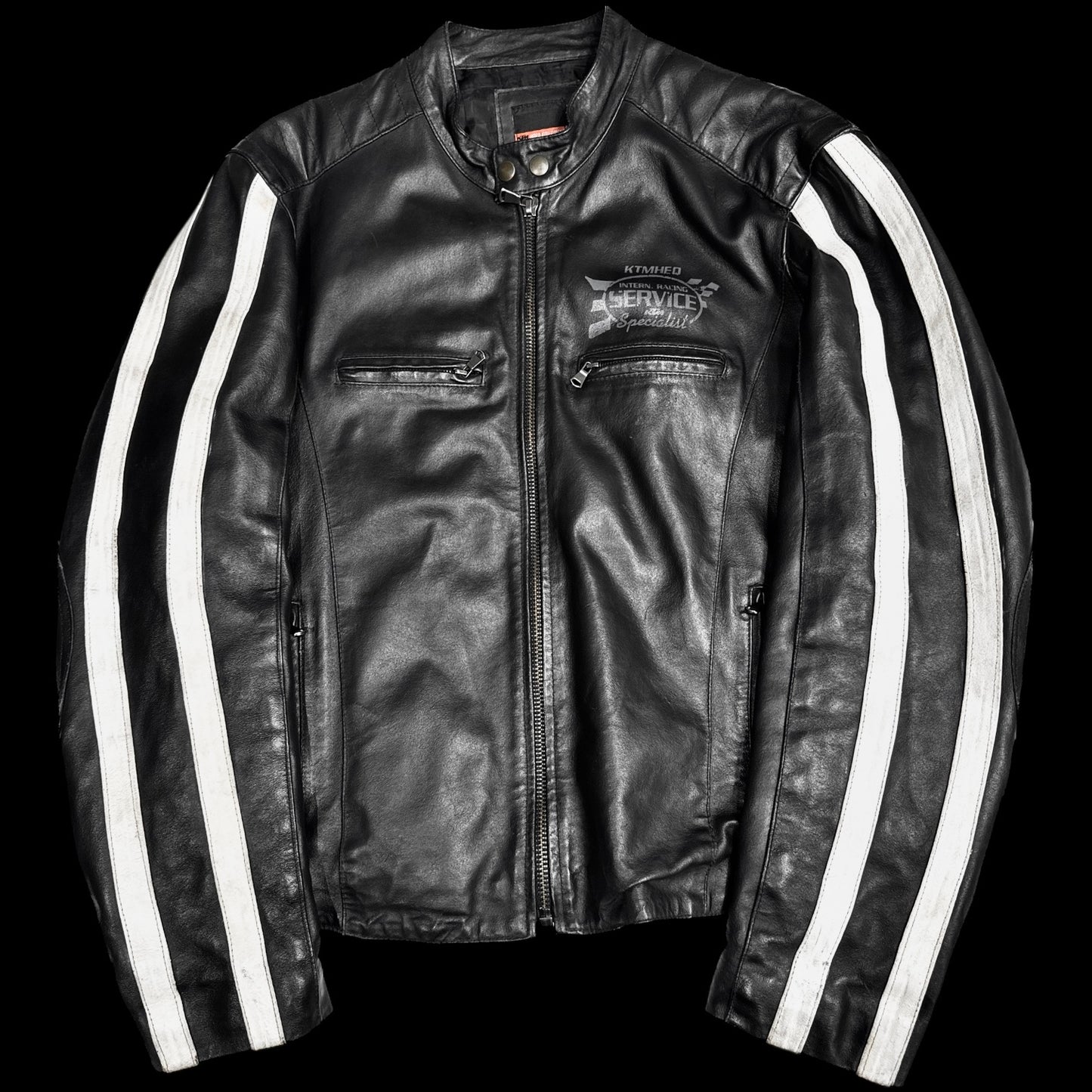 Вінтажна байкерська шкіряна куртка розміру XL