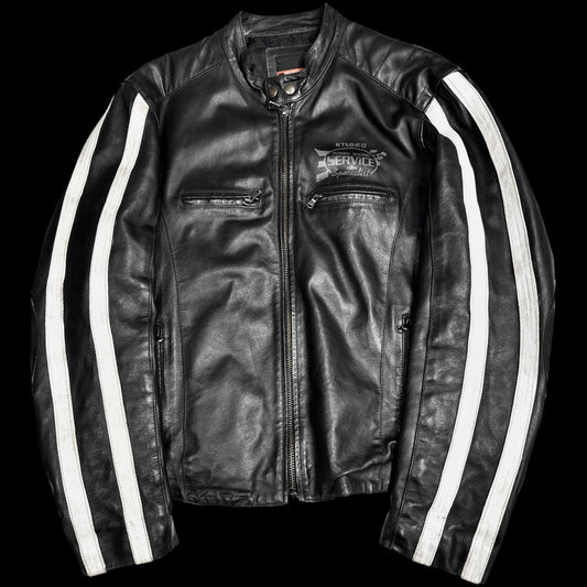 Вінтажна байкерська шкіряна куртка розміру XL