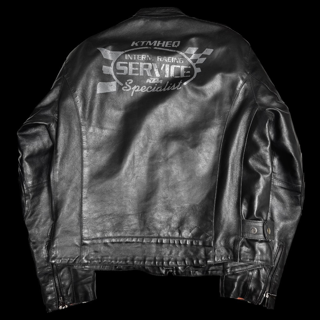 Вінтажна байкерська шкіряна куртка розміру XL