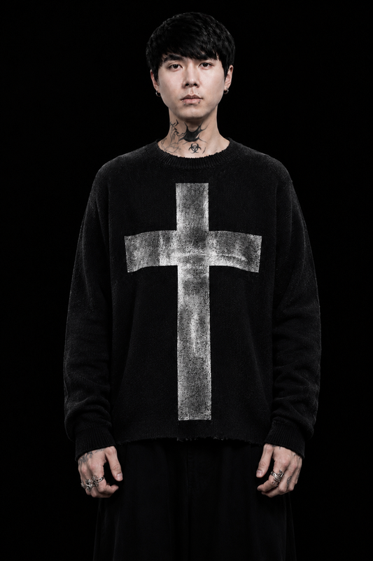 Cropped "Cross" Sweater